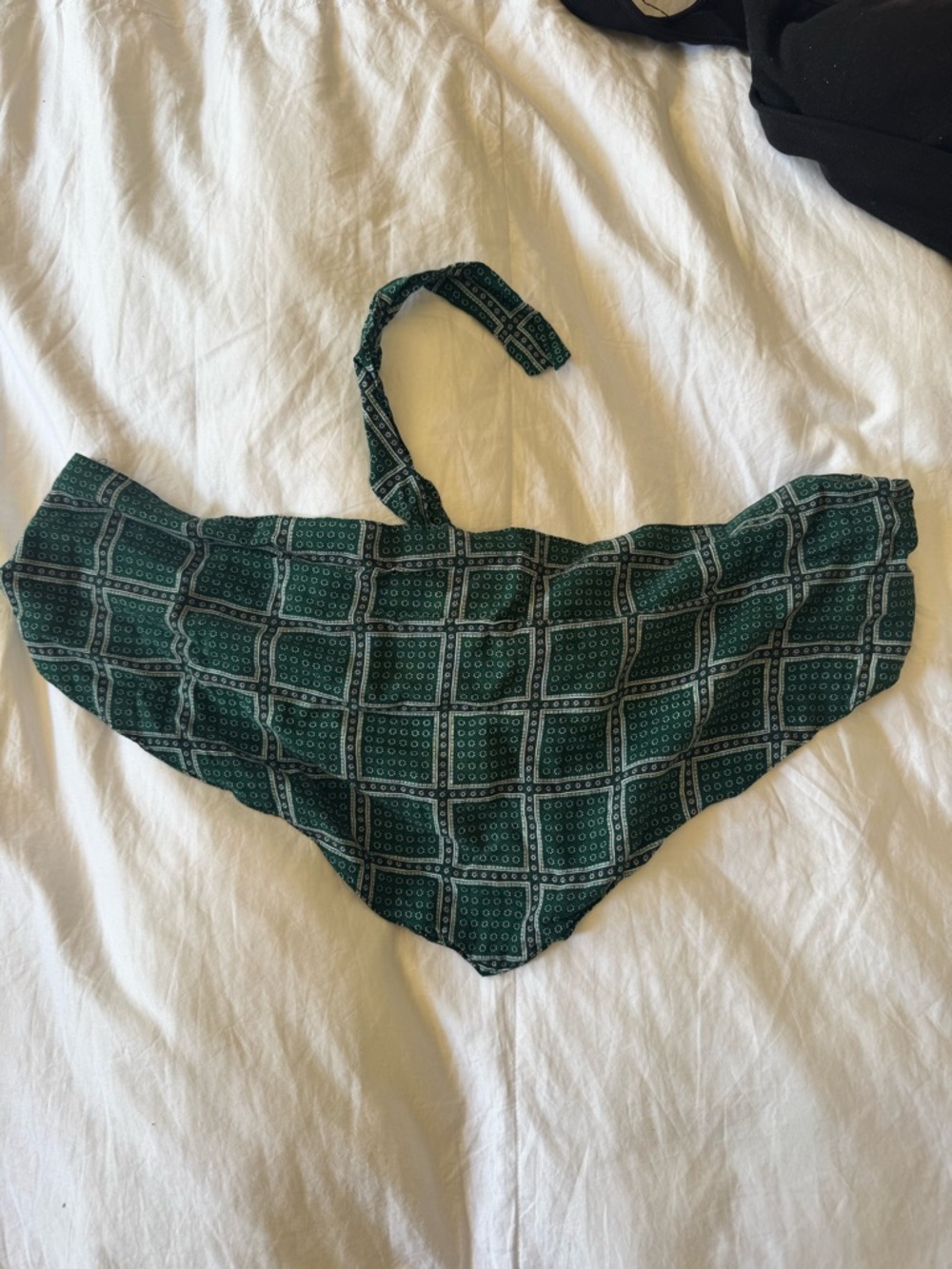 Bandana Green Patterned Crop Top Halter